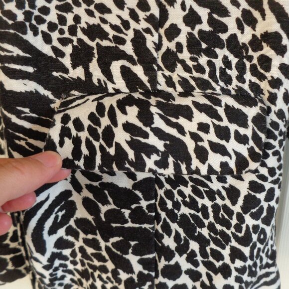 Covington Black & White Animal Print Button Up 2 Pocket Linen Blend Jacket Sz L - Picture 5 of 9